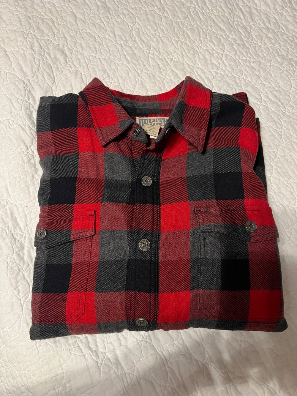 Duluth fleece lined flannel Jacket XL red black grey